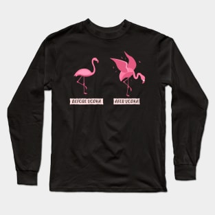 Funny Vodka Shirts Flamingo Liquor booze Gift Long Sleeve T-Shirt